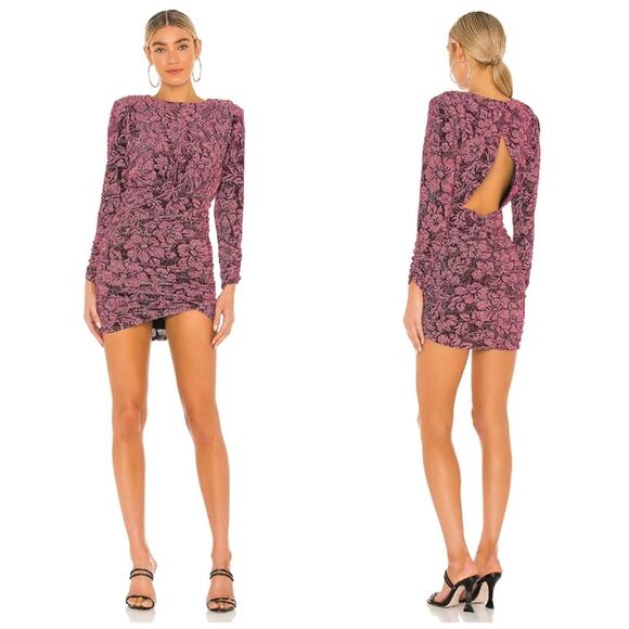 For Love‎ & Lemons Mulberry Shailee Sparkly Floral Metallic Mini Dress NWT XXS - Picture 7 of 7